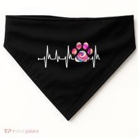 Cute Veterinarian Rainbow Paw Print Heartbeat Vet Tech Gift USA-Made Doggie Bandana thumb 0