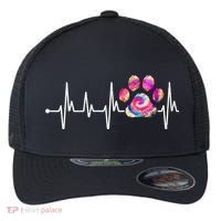 Cute Veterinarian Rainbow Paw Print Heartbeat Vet Tech Gift Flexfit Unipanel Trucker Cap thumb 0