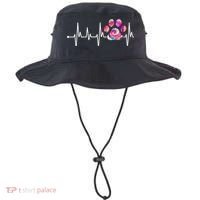 Cute Veterinarian Rainbow Paw Print Heartbeat Vet Tech Gift Bucket Hat thumb 0
