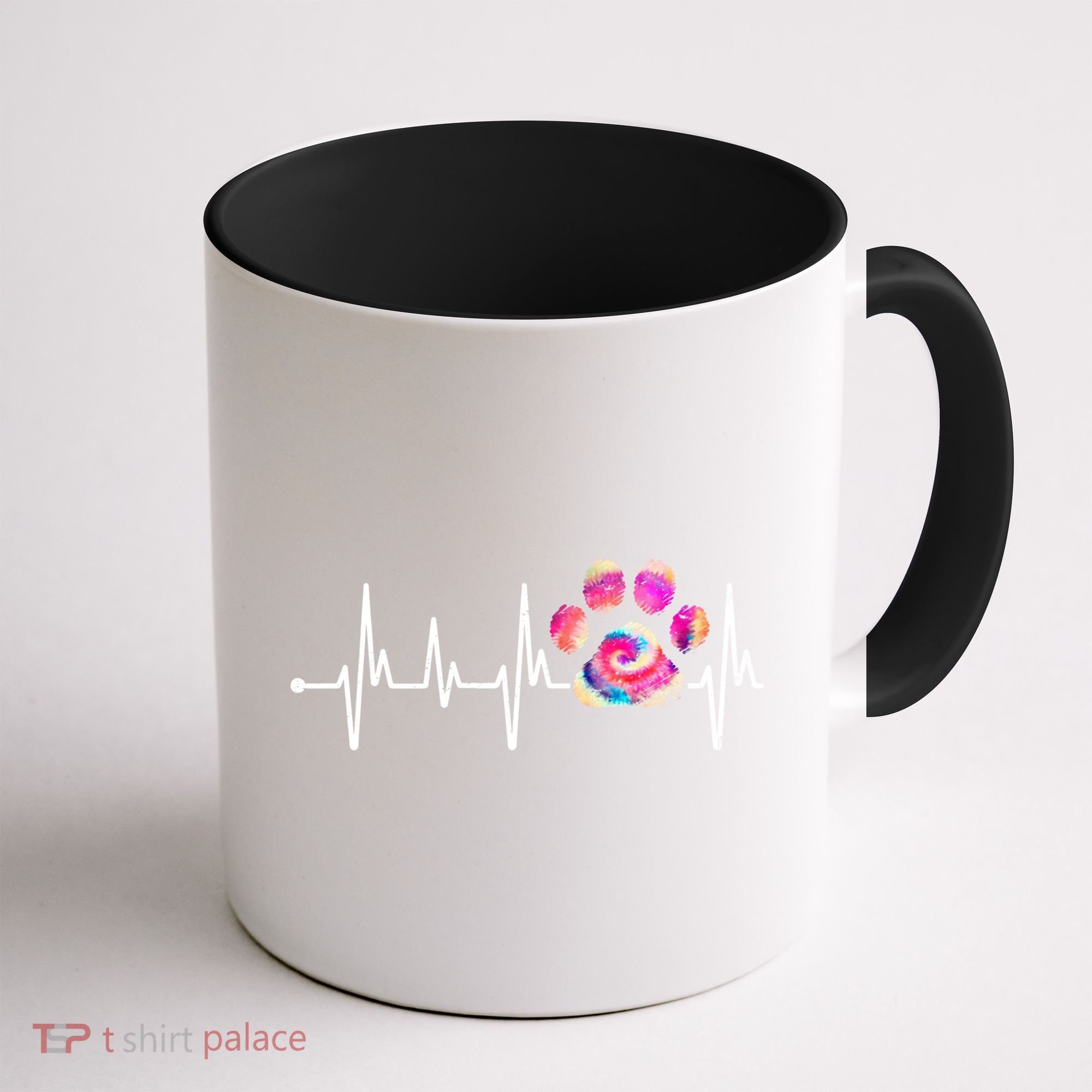 Cute Veterinarian Rainbow Paw Print Heartbeat Vet Tech Gift Coffee Mug