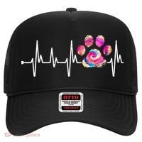 Cute Veterinarian Rainbow Paw Print Heartbeat Vet Tech Gift Hat thumb 0