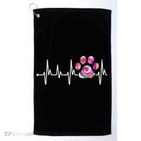 Cute Veterinarian Rainbow Paw Print Heartbeat Vet Tech Gift Golf Towel thumb 0