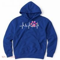 Cute Veterinarian Rainbow Paw Print Heartbeat Vet Tech Gift Hoodie thumb 0