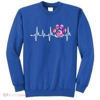 Cute Veterinarian Rainbow Paw Print Heartbeat Vet Tech Gift Sweatshirt thumb 0