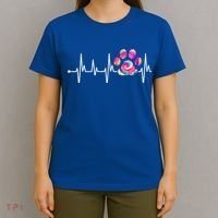 Cute Veterinarian Rainbow Paw Print Heartbeat Vet Tech Gift T-Shirt thumb 4