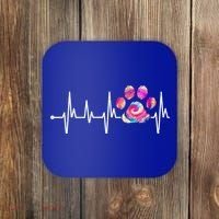 Cute Veterinarian Rainbow Paw Print Heartbeat Vet Tech Gift Coaster thumb 0