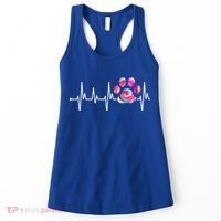 Cute Veterinarian Rainbow Paw Print Heartbeat Vet Tech Gift Women's Tank Top thumb 0