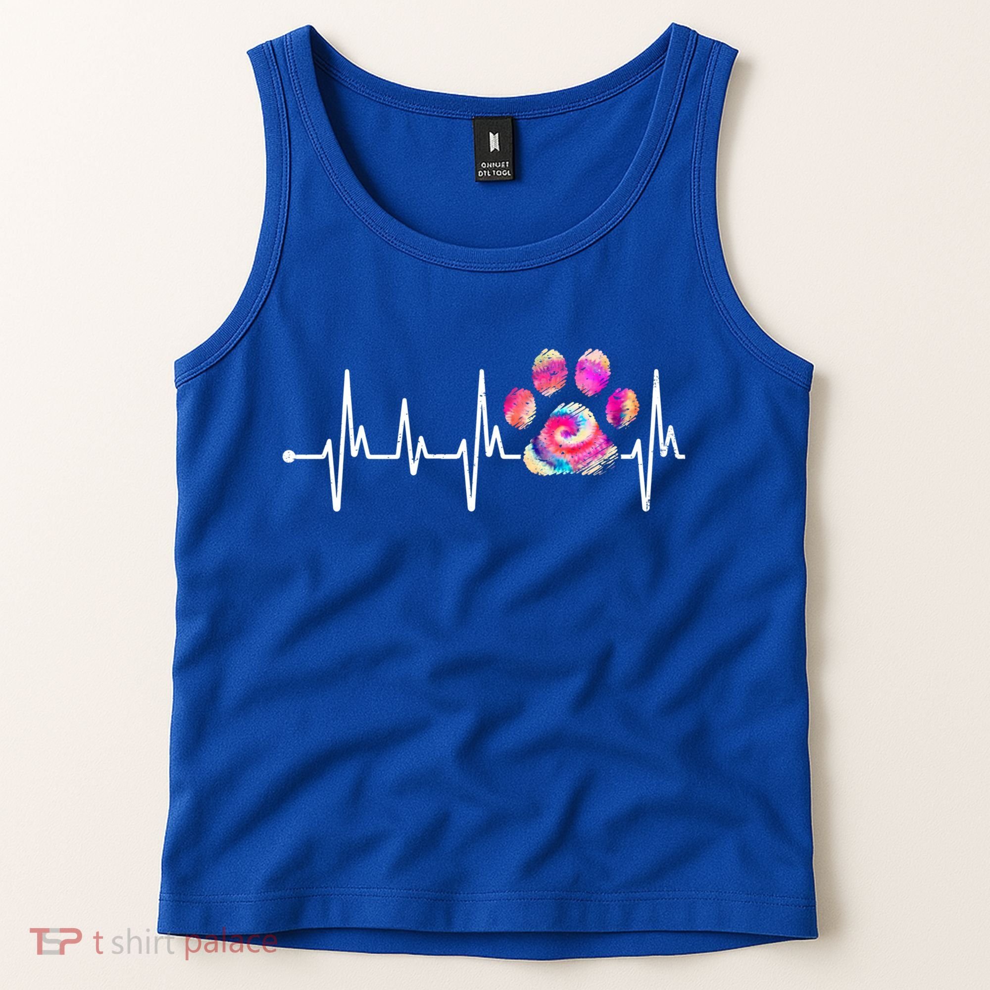 Cute Veterinarian Rainbow Paw Print Heartbeat Vet Tech Gift Tank Top