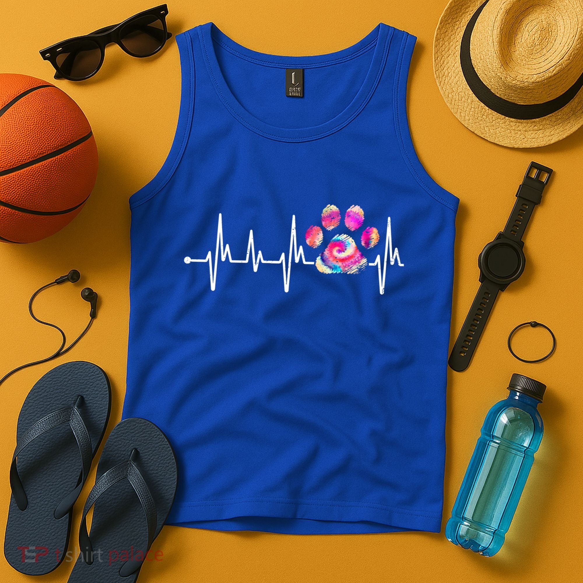Cute Veterinarian Rainbow Paw Print Heartbeat Vet Tech Gift Tank Top