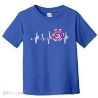 Cute Veterinarian Rainbow Paw Print Heartbeat Vet Tech Gift Toddler T-Shirt thumb 0