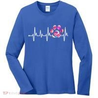 Cute Veterinarian Rainbow Paw Print Heartbeat Vet Tech Gift Women's Long Sleeve Shirt thumb 0