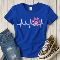 Cute Veterinarian Rainbow Paw Print Heartbeat Vet Tech Gift Women's T-Shirt thumb 3
