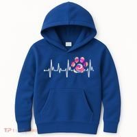 Cute Veterinarian Rainbow Paw Print Heartbeat Vet Tech Gift Kids Hoodie thumb 0