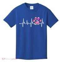 Cute Veterinarian Rainbow Paw Print Heartbeat Vet Tech Gift Kids T-Shirt thumb 0