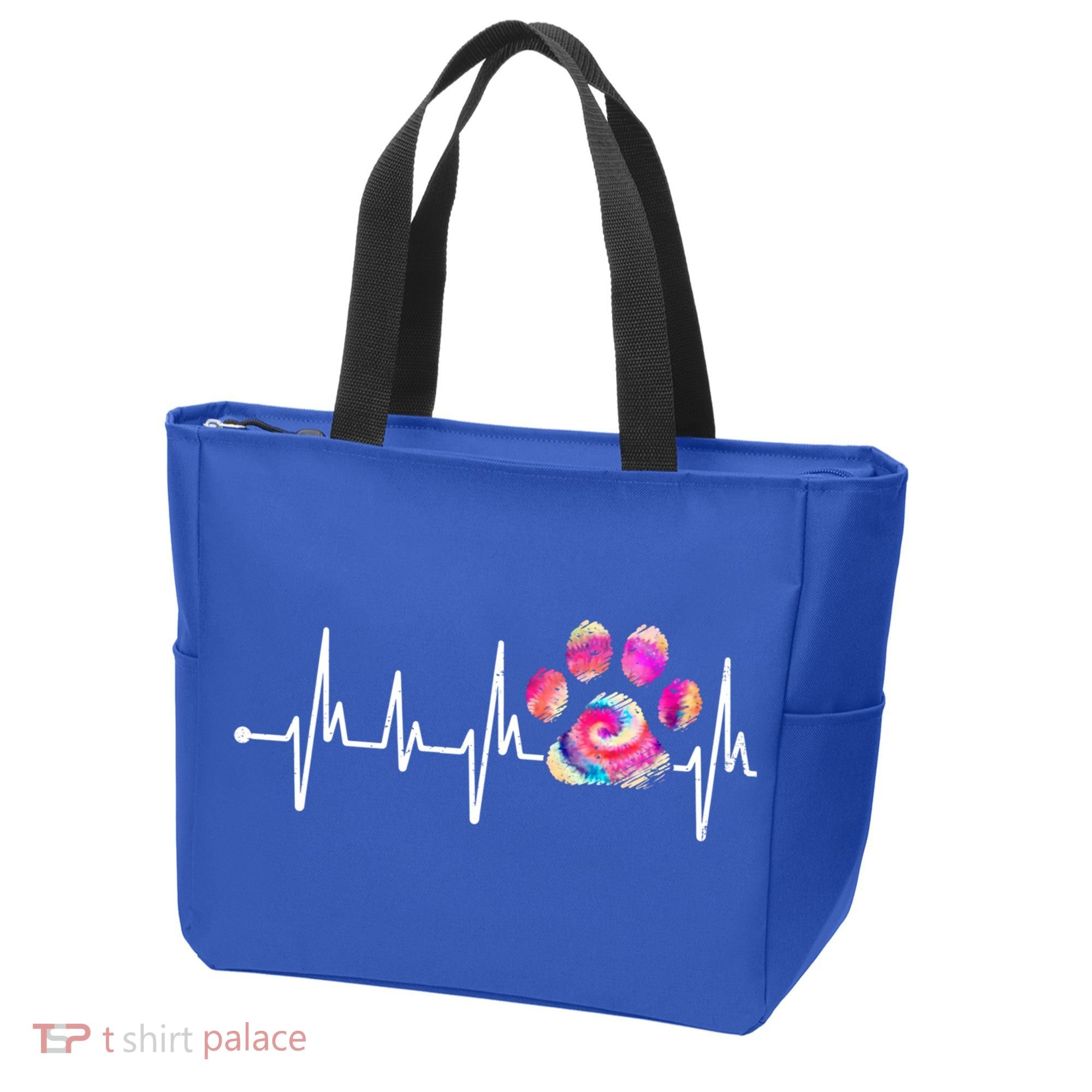 Cute Veterinarian Rainbow Paw Print Heartbeat Vet Tech Gift Tote Bag