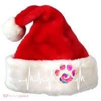 Cute Veterinarian Rainbow Paw Print Heartbeat Vet Tech Gift Santa Hat thumb 0