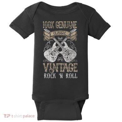 Classic Vintage Rock 'n Roll Music Guitars Gift Baby Bodysuit