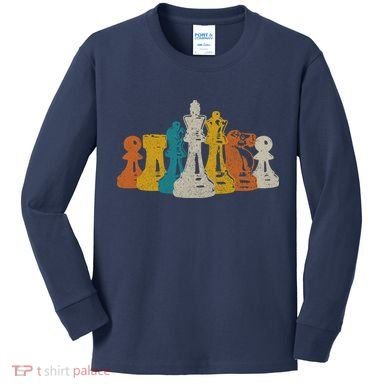 Chess Vintage Retro Chess Player Kids Long Sleeve Shirt