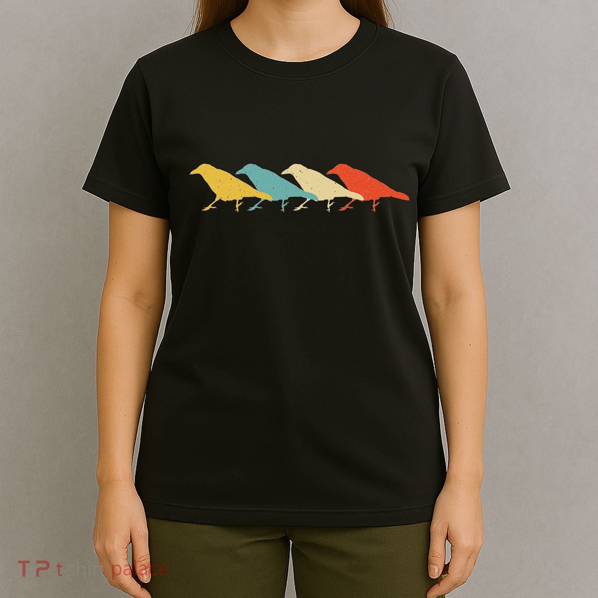 Crow Vintage Retro Raven Bird Lover 60s 70s Gift T-Shirt