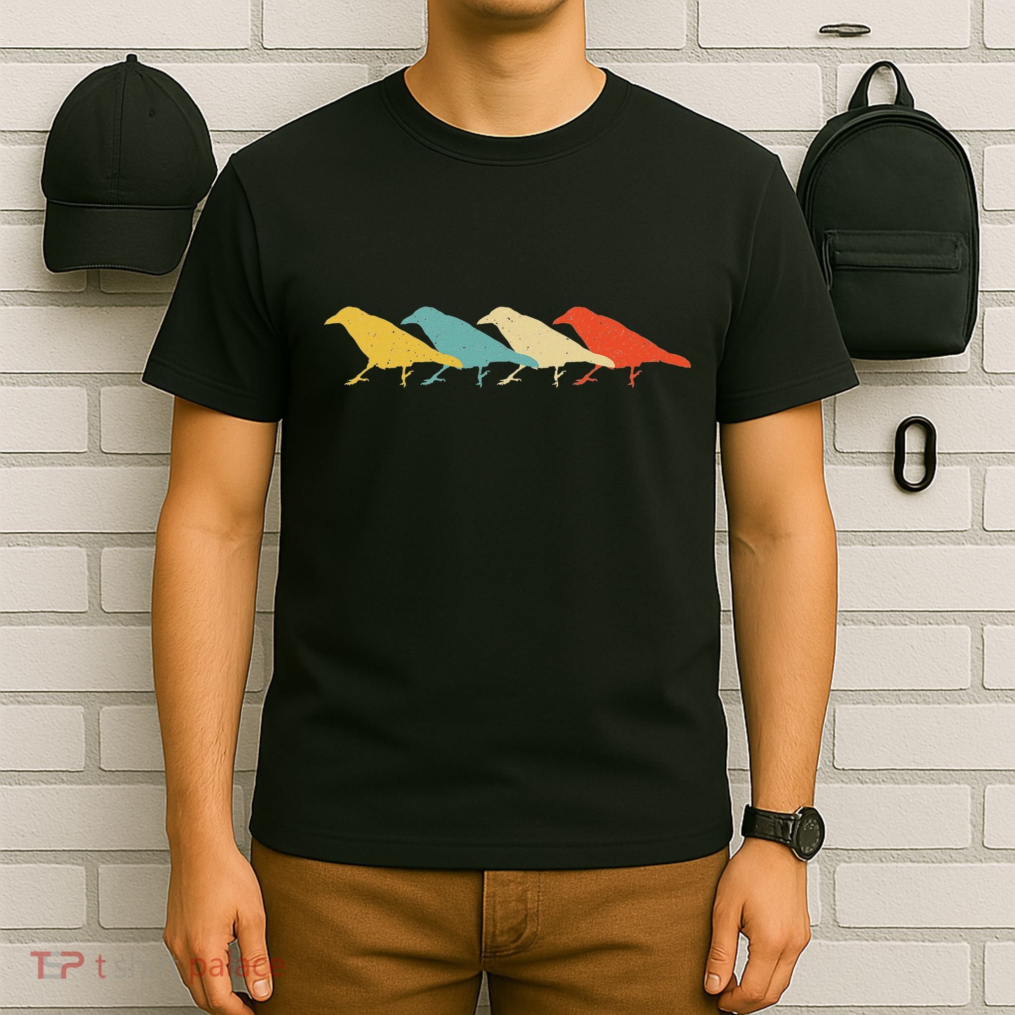 Crow Vintage Retro Raven Bird Lover 60s 70s Gift T-Shirt