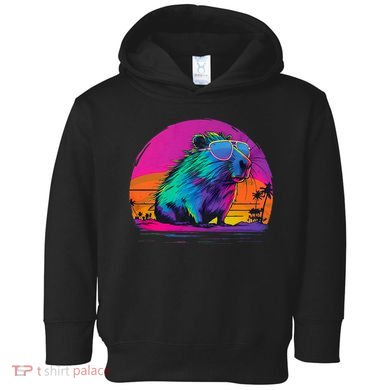 Capybara Vintage Rodent Retro Vaporwave Aesthetic Goth Toddler Hoodie