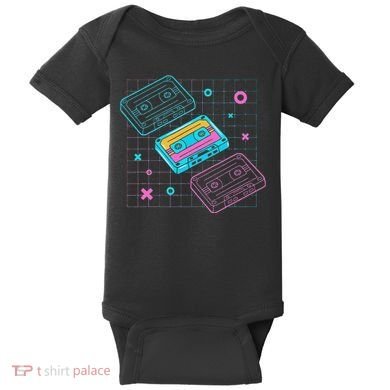 Cassettes Vaporwave Retrowave Synthwave Retro Vintage Baby Bodysuit