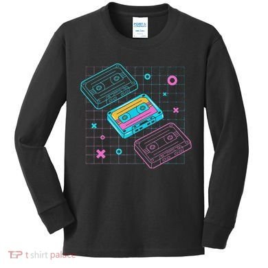 Cassettes Vaporwave Retrowave Synthwave Retro Vintage Kids Long Sleeve Shirt
