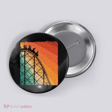 Cute Vintage Roller Coaster Design Amusement Park Button