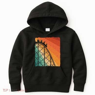 Cute Vintage Roller Coaster Design Amusement Park Kids Hoodie