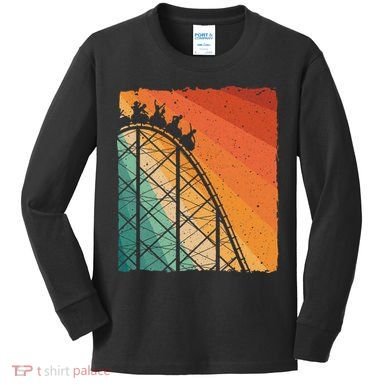 Cute Vintage Roller Coaster Design Amusement Park Kids Long Sleeve Shirt