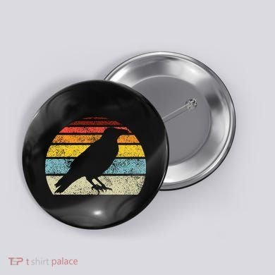 Crow Vintage Raven Gothic Retro Bird Lover Button