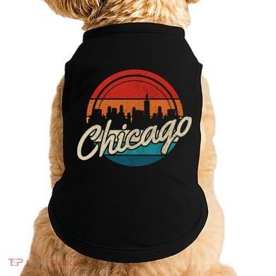 Chicago Vintage Skyline Retro Illinois Pride Gift Doggie Tank