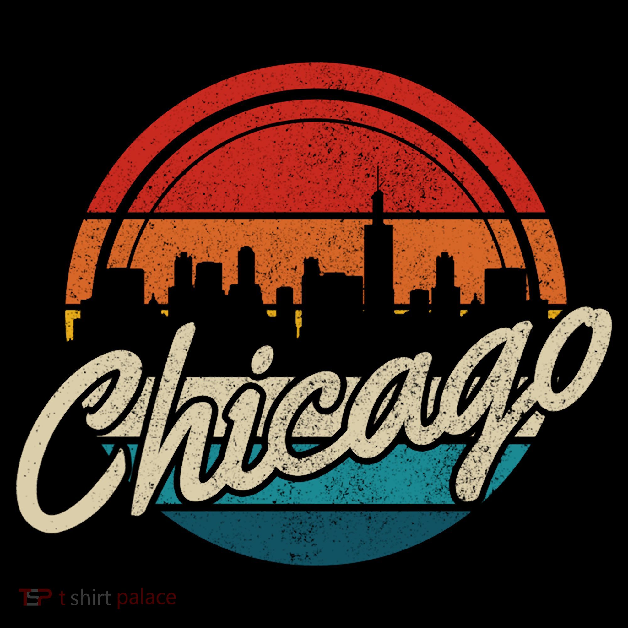 Chicago Vintage Skyline Retro Illinois Pride Gift T-Shirt