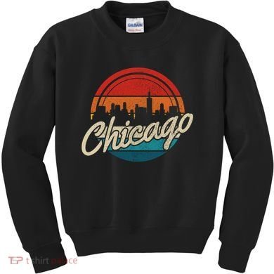 Chicago Vintage Skyline Retro Illinois Pride Gift Kids Sweatshirt