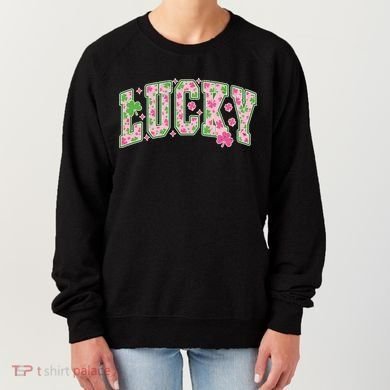 Cute Varsity Style St Patrick's Day Pink And Green Lucky Women's Sweatshirt