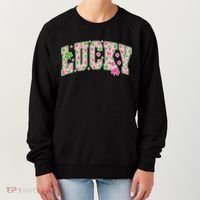 Cute Varsity Style St Patrick's Day Pink And Green Lucky Women's Sweatshirt thumb 0