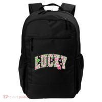 Cute Varsity Style St Patrick's Day Pink And Green Lucky Backpack thumb 0