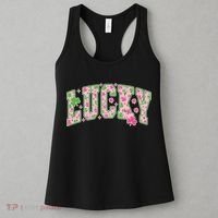Cute Varsity Style St Patrick's Day Pink And Green Lucky Women's Tank Top thumb 3