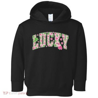 Cute Varsity Style St Patrick's Day Pink And Green Lucky Toddler Hoodie
