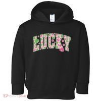 Cute Varsity Style St Patrick's Day Pink And Green Lucky Toddler Hoodie thumb 0