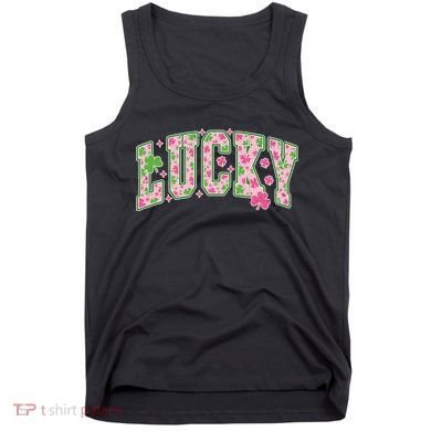 Cute Varsity Style St Patrick's Day Pink And Green Lucky Tank Top