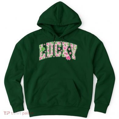 Cute Varsity Style St Patrick's Day Pink And Green Lucky Hoodie