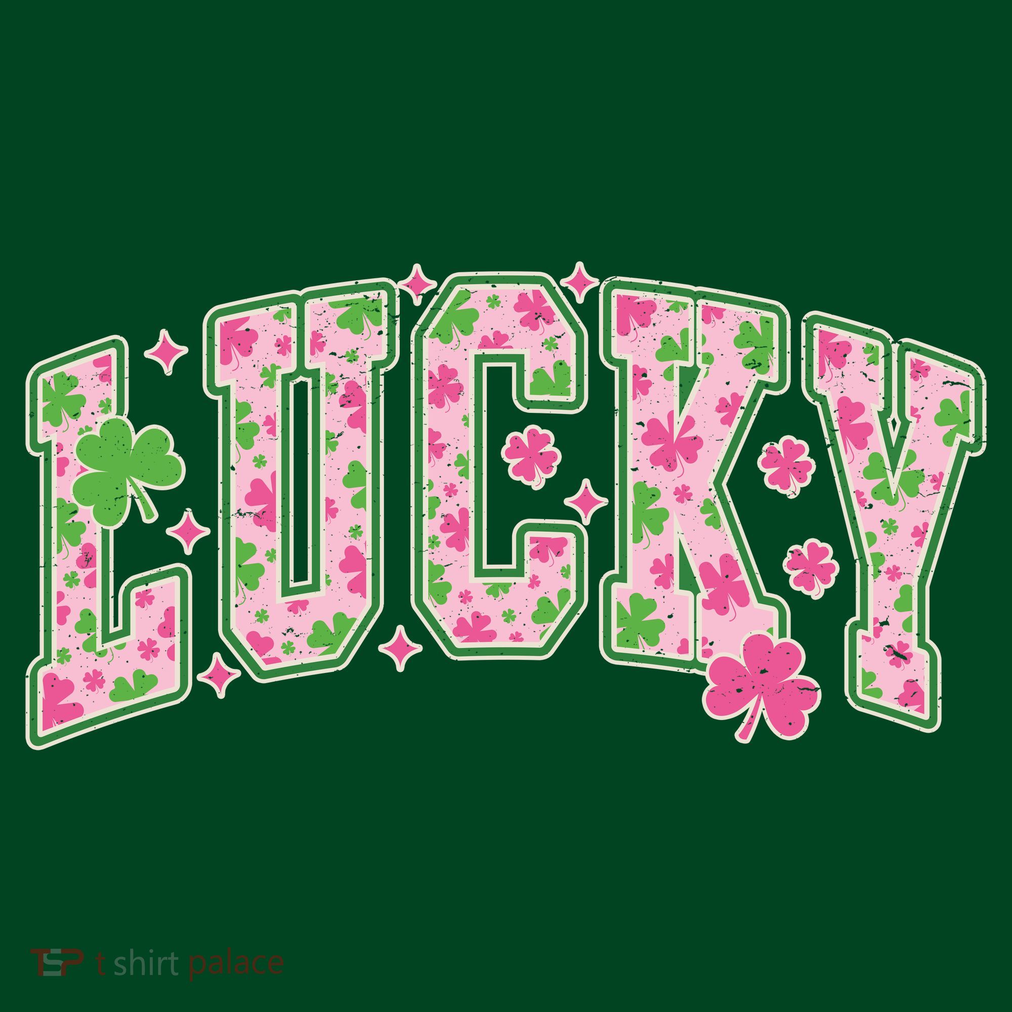 Cute Varsity Style St Patrick's Day Pink And Green Lucky Apron