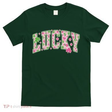 Cute Varsity Style St Patrick's Day Pink And Green Lucky T-Shirt