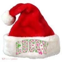 Cute Varsity Style St Patrick's Day Pink And Green Lucky Santa Hat thumb 0