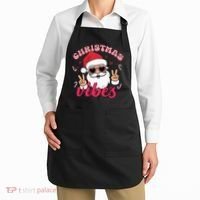 Christmas Vibes Santa Claus Peace Retro Groovy Apron thumb 2