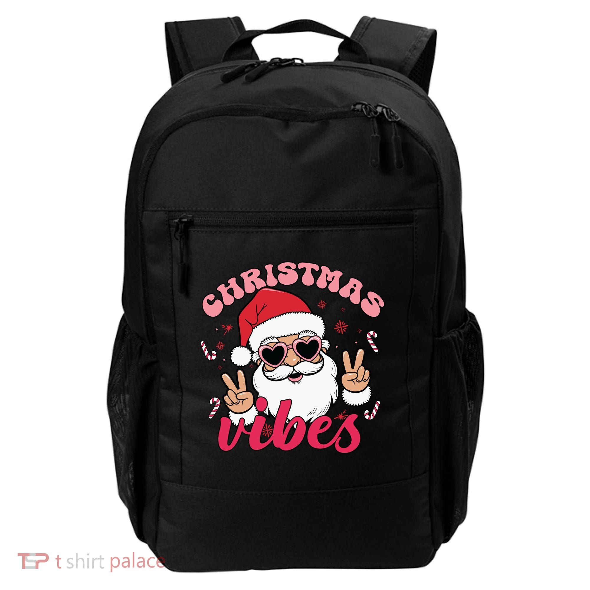 Christmas Vibes Santa Claus Peace Retro Groovy Backpack