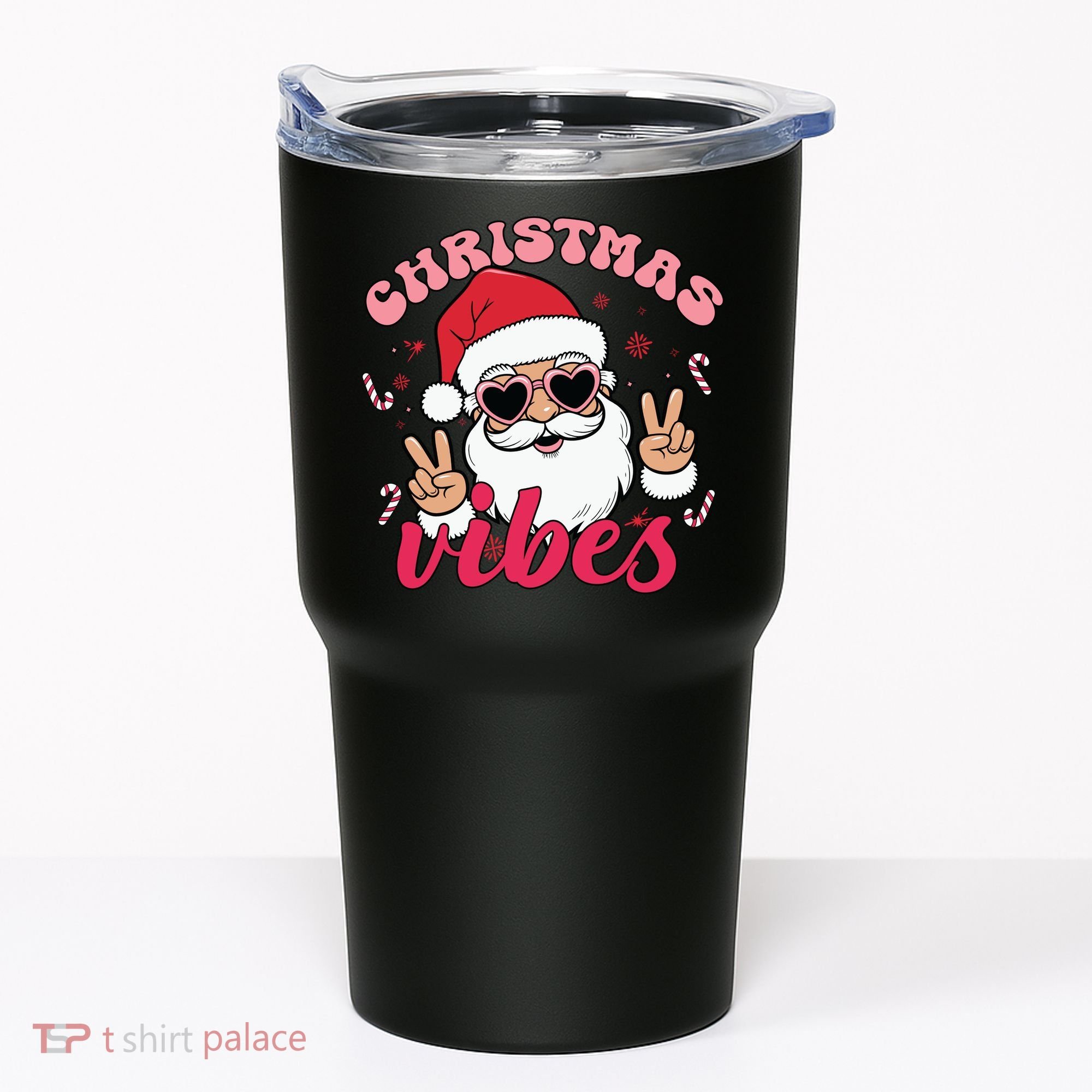 Christmas Vibes Santa Claus Peace Retro Groovy Tumbler