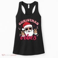 Christmas Vibes Santa Claus Peace Retro Groovy Women's Tank Top thumb 0