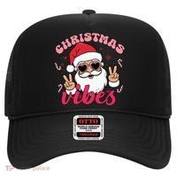 Christmas Vibes Santa Claus Peace Retro Groovy Hat thumb 0